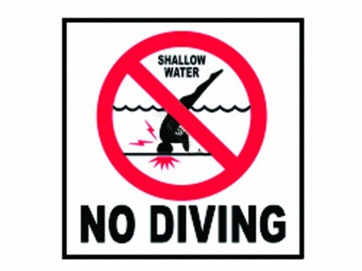 SMOOTH NO DIVING DEPTH MARKER TILE - 5" (NPT - DM701-05)