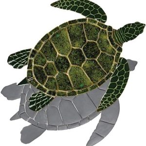 SHADOW GREEN SEA TURTLE 19"x17" (CUSTOM MOSAICS INC - GT7-18/SH)