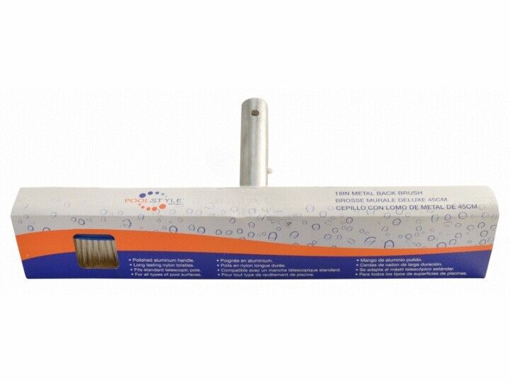 DELUXE SERIES 18" ALUMINUM BACK NYLON BRUSH {PS025} (POOLSTYLE - K025BU/SCP/NY)