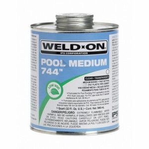 744 CLEAR POOL MEDIUM MB PVC CEMENT {GLUE} - QUART (IPS CORPORATION - 13555)