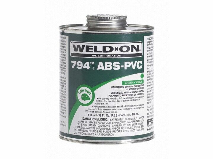 WELD-ON 794 GREEN MEDIUM BODY ABS-PVC CEMENT - PINT (IPS CORPORATION - 10274)