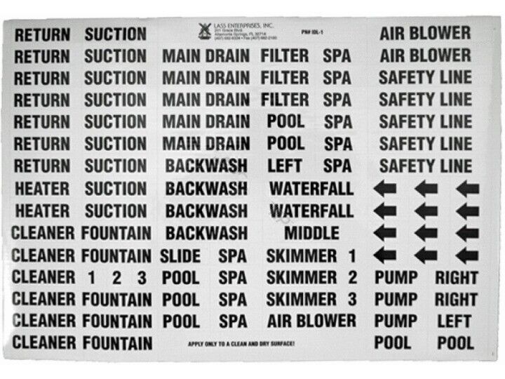BLACK ON WHITE VINYL PLUMBING LABEL SET (SUPER-PRO - IDL-1C)