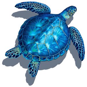 18" BLUE SEA TURTLE W/ SHADOW (CUSTOM MOSAICS INC - PORC-BL83-18/SH)