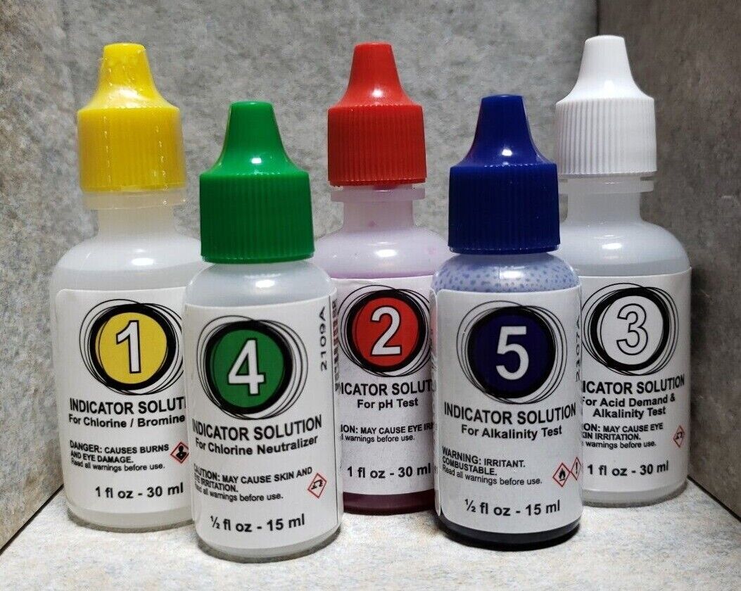 #1 - #5 POOLMASTER / POOLSTYLE TEST KIT REAGENTS **5 PACK! Full set! - Image 2