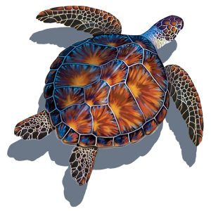 BROWN TURTLE 11"x11" W/ SHADOW (CUSTOM MOSAICS INC - PORC-BT10-10/SH)