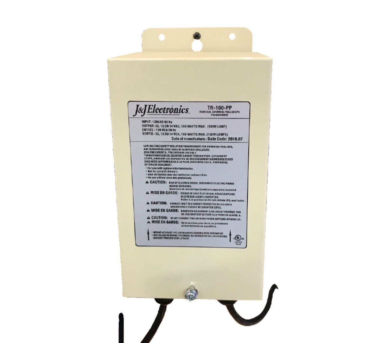 100W TRANSFORMER 12V/13V/14V AC OUTPUT {TR-100-PP} BEIGE (HAYWARD - 25036)