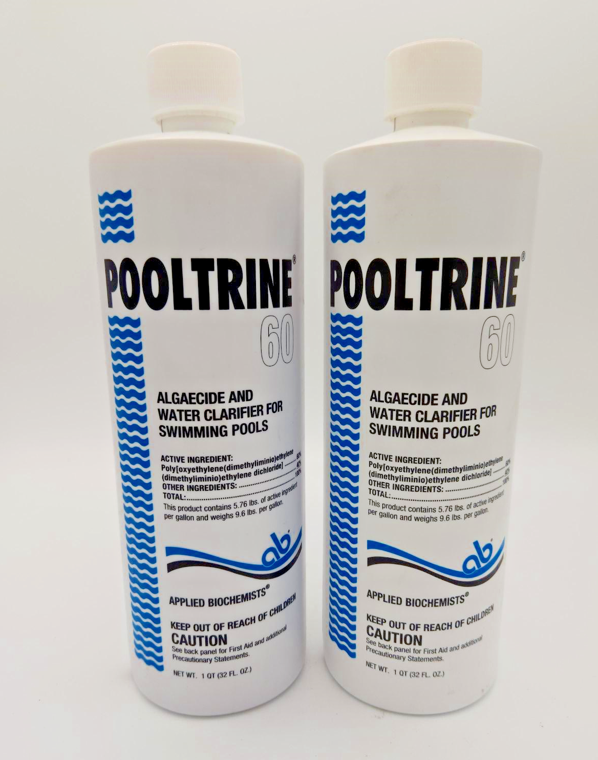 POOLTRINE 60 - ALGAECIDE - 32OZ (QUART) 2-PACK** (APPLIED BIOCHEMISTS - 407303A)