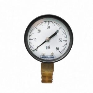 2" 0-60PSI .25" LOWER MOUNT PRESSURE GAUGE (AQUALINE INCORPORATED - PG60)