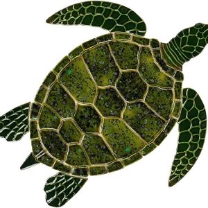 GREEN SEA TURTLE 16"x14" (CUSTOM MOSAICS INC - GT7-18)